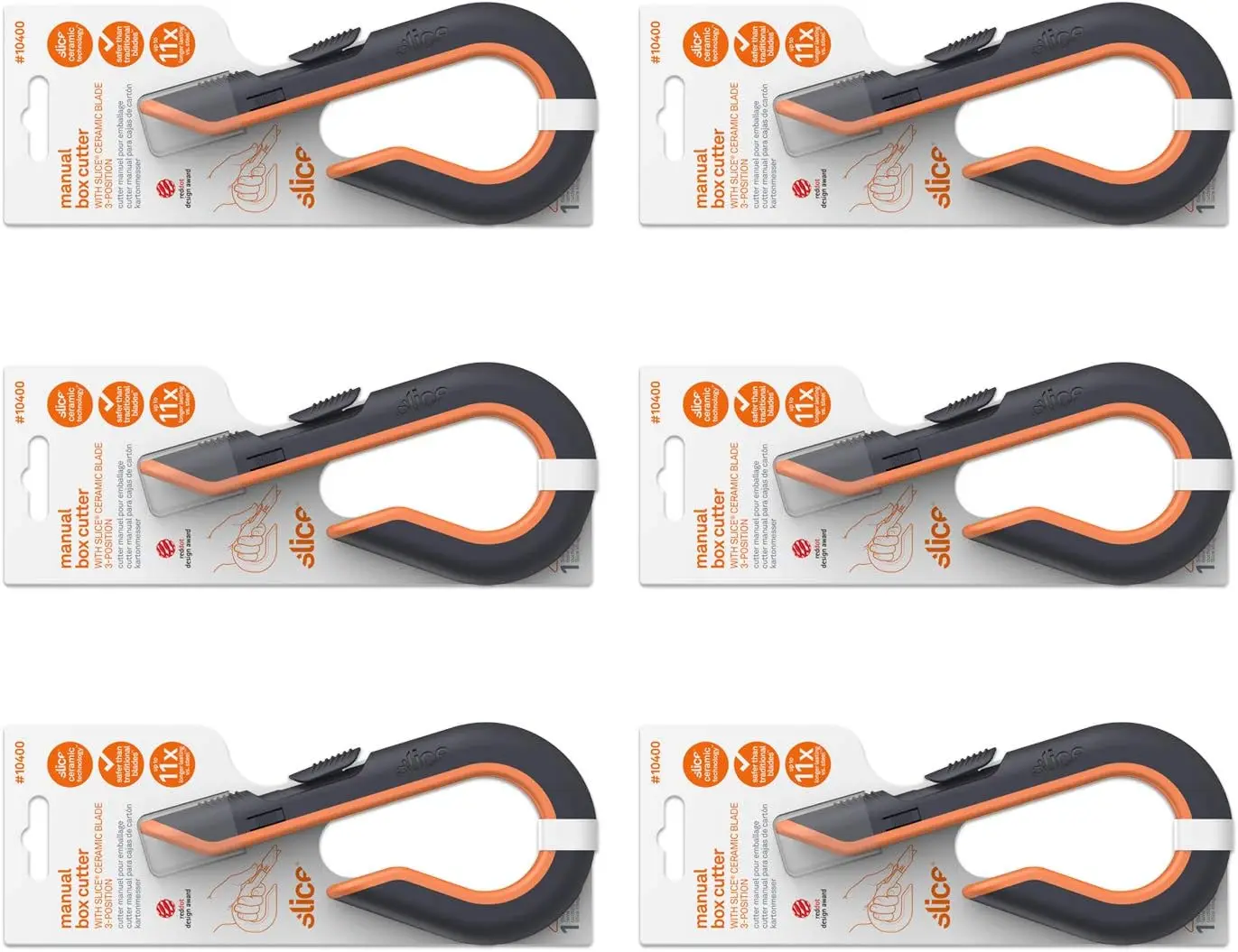 Retractable, Utility Knife, Finger Friendly edge, Stays Sharp up to 11x Longer Than Metal , 6 Pack