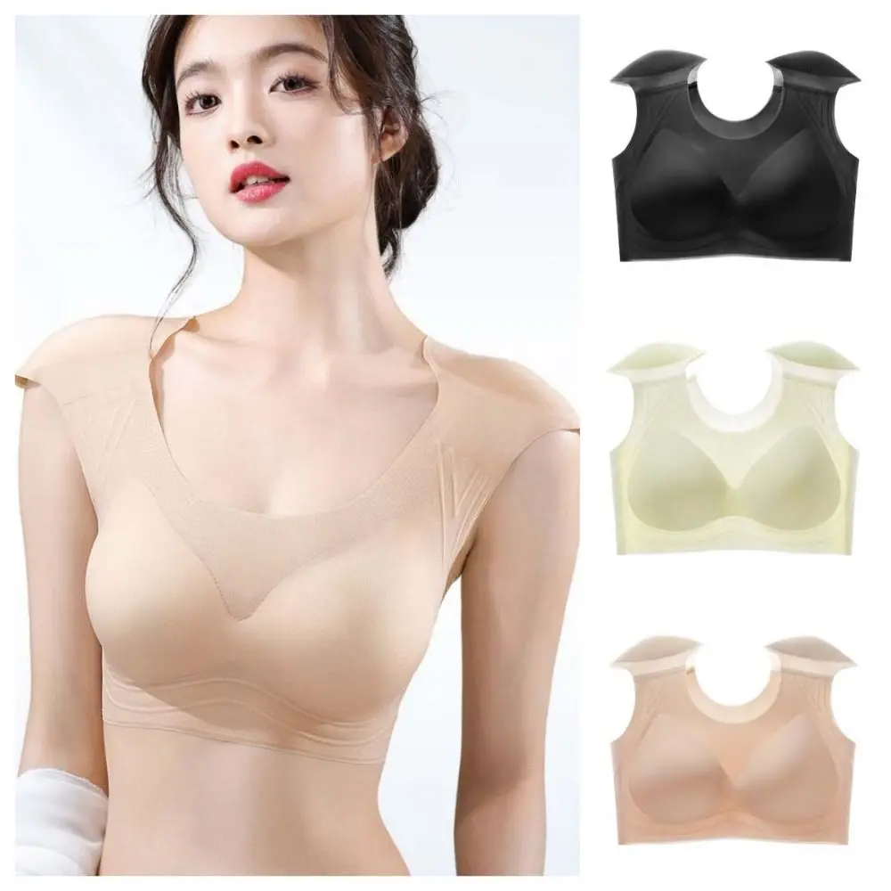 Buscador de pecho plano, corpiño, ropa interior de hombro en ángulo recto, almohadilla sin mangas, sujetador con almohadilla para el pecho, camiseta sin mangas Invisible