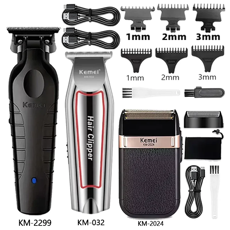 

Hair Clipper for Men Barber Blading Hair Cutting Machine Clipper Grooming Cordless Rechargeable Shaver Km-2299 Km-032 Km-2024