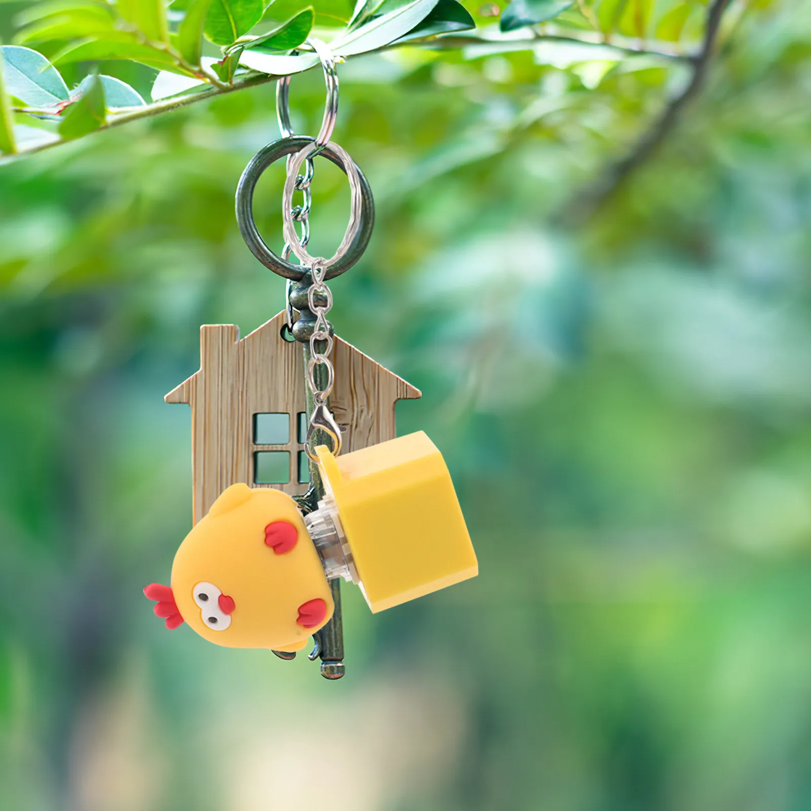 

Cute Chicken Keyboard Fidget Keychain Removable Keycaps Light Clicker Decompression Button Mechanical Easter Stocking