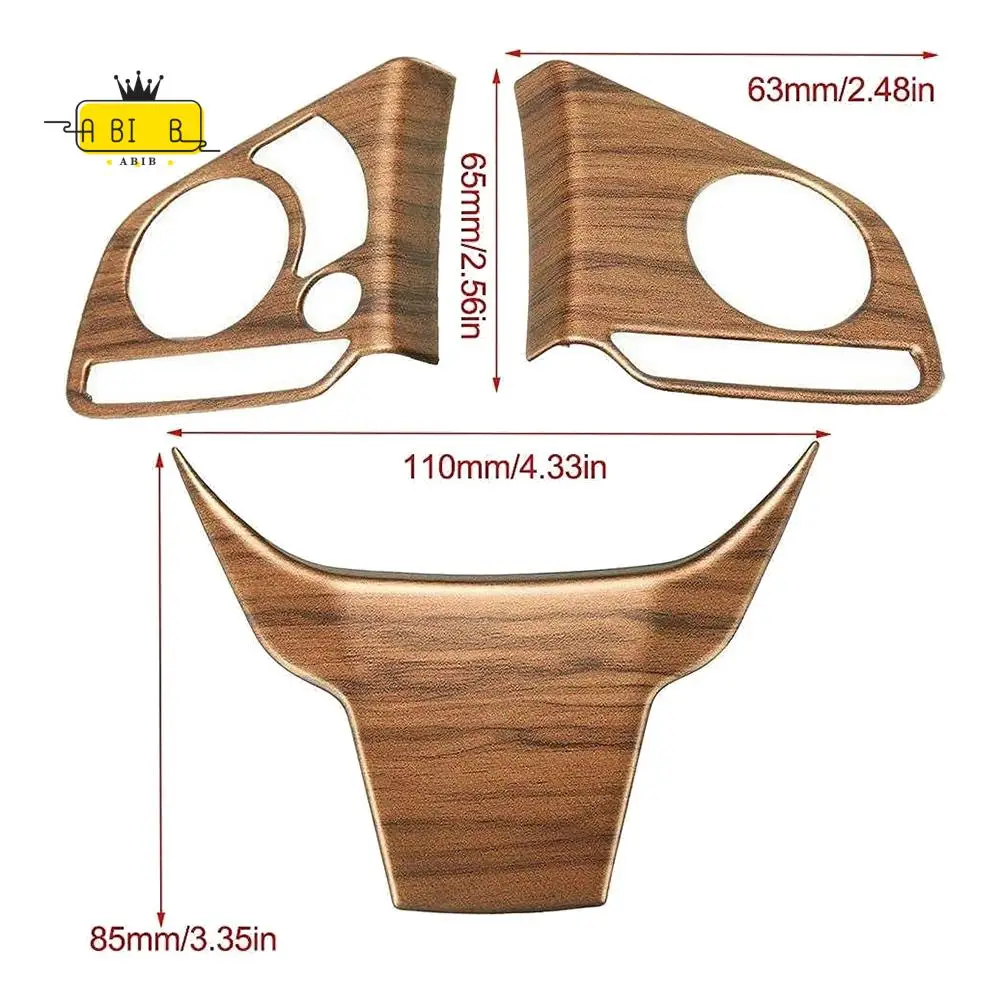 ABIB -Car Wood Grain Steering Wheel Button Cover Trim For Honda CR-V CRV 2017 2018 2019 2020 2021