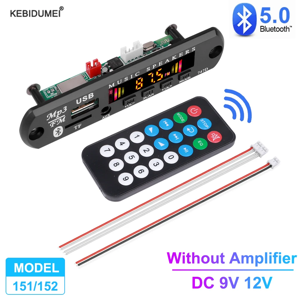 9V-12V MP3 Decoder Board Wireless Bluetooth 5.0 MP3 Player with Remote Control Car Audio FM Radio Module Support USB TF AUX