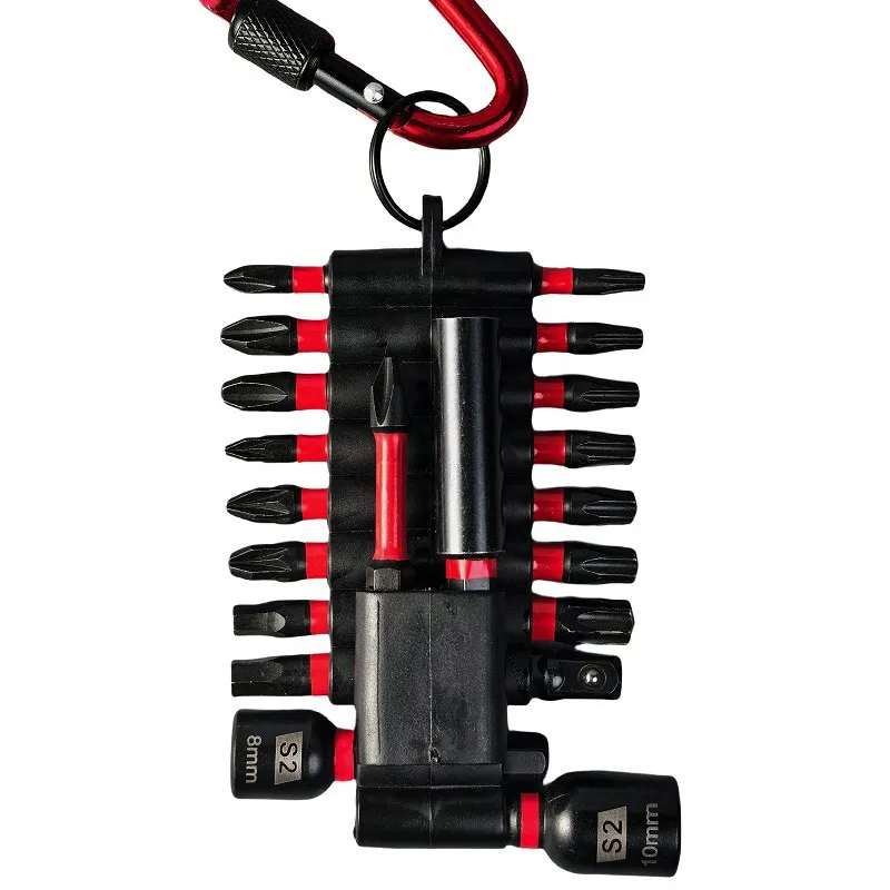 

Flexible Portable Rubber Bit Organizer for Tool Storage Multi-Cross Driver Bit Holder with Keychain Carabiner