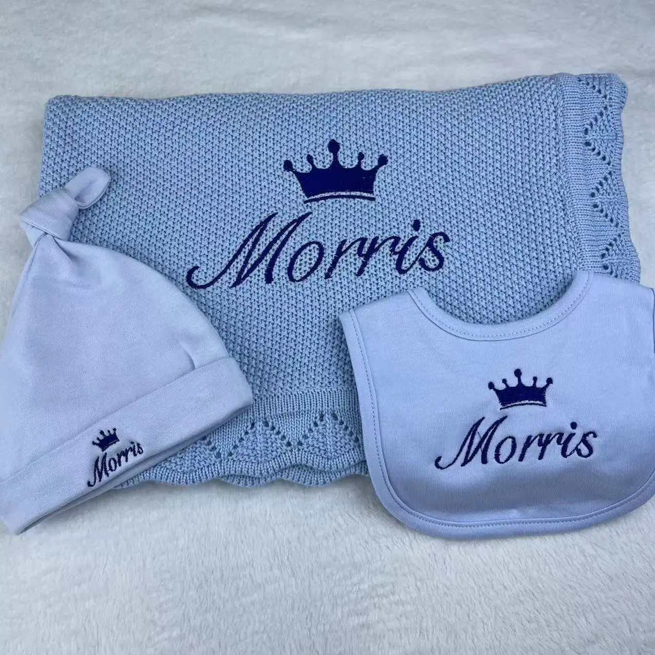 Personalized Baby Bib Embroidered Baby Hat Knotted Newborn Hat Custom Baby Shower Gift New Born Gift Unisex