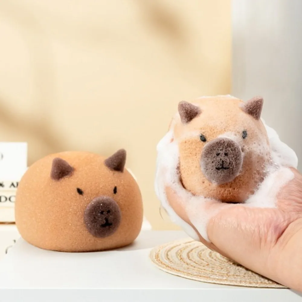 

Cute Capybara Shaped Bath Ball Sponge Cleaning Brushes Easy Foaming Massage Ball Scrubber for Back Exfoliating Children Shower