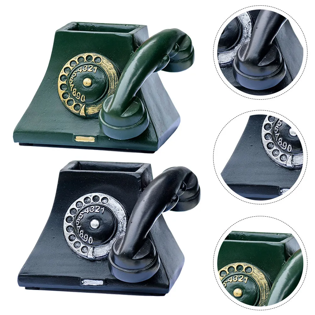 

2Pcs Resin Telephone Flowerpot Unique Vintage Style Succulent Planter Fashion Home Garden Decorative Pot Indoor Plant Container
