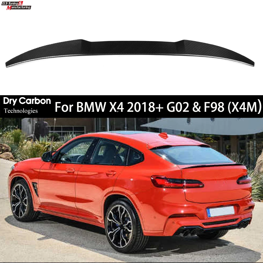 Real Dry Carbon Fiber Rear Deck Spoiler Wings For BMW New X4 G02 & F98 (X4M), 2018+ Car Styling Roof Trunk Boot Lid Lips Tail