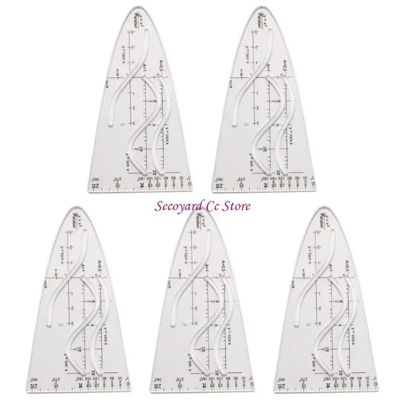 N3UC Coseno Righello Parabola Righello Studente Ufficio Designer Pittura Parabola Stencil