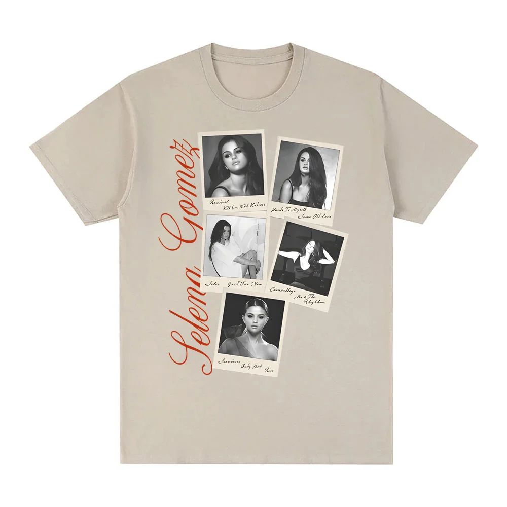 إحياء بولارويد تي شيرت سيلينا غوميز موضة خمر جديد 100% ملابس علوية من القطن القوطي الجرونج س الرقبة عالية الجودة الإناث/الذكور التي شيرت