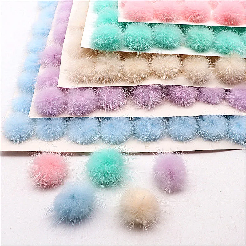 3cm Pompon Pompon miękki futrzany Pompon z norek dla kobiet sukienka zimowa czapki czapki brelok do kluczy z obręczą akcesoria do włosów 10 szt