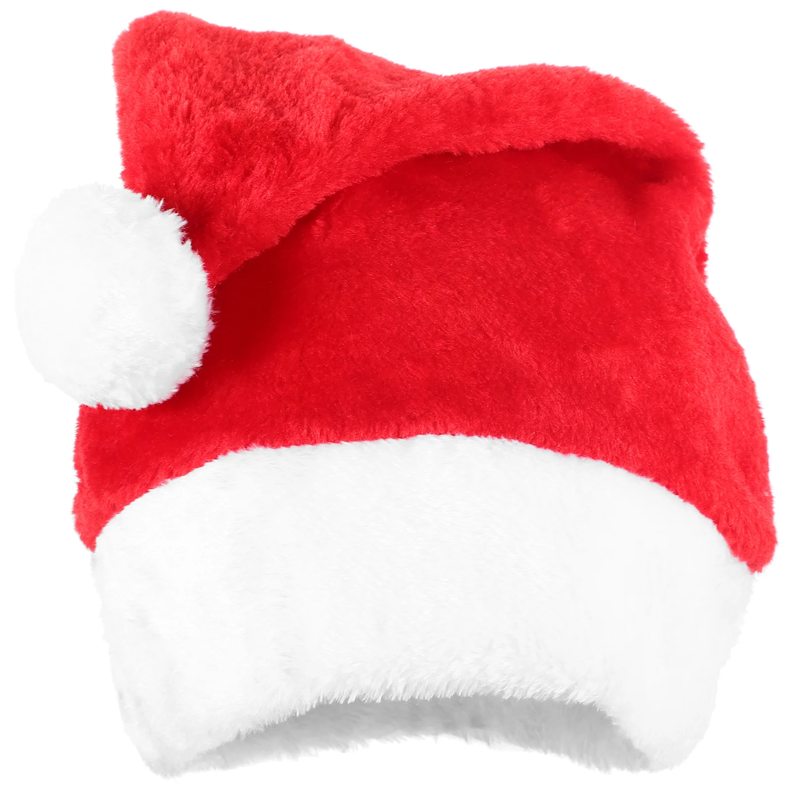 

Lattice Plush Santa Hat Men and Women Claus Costume for Glowing Xmas Short Party