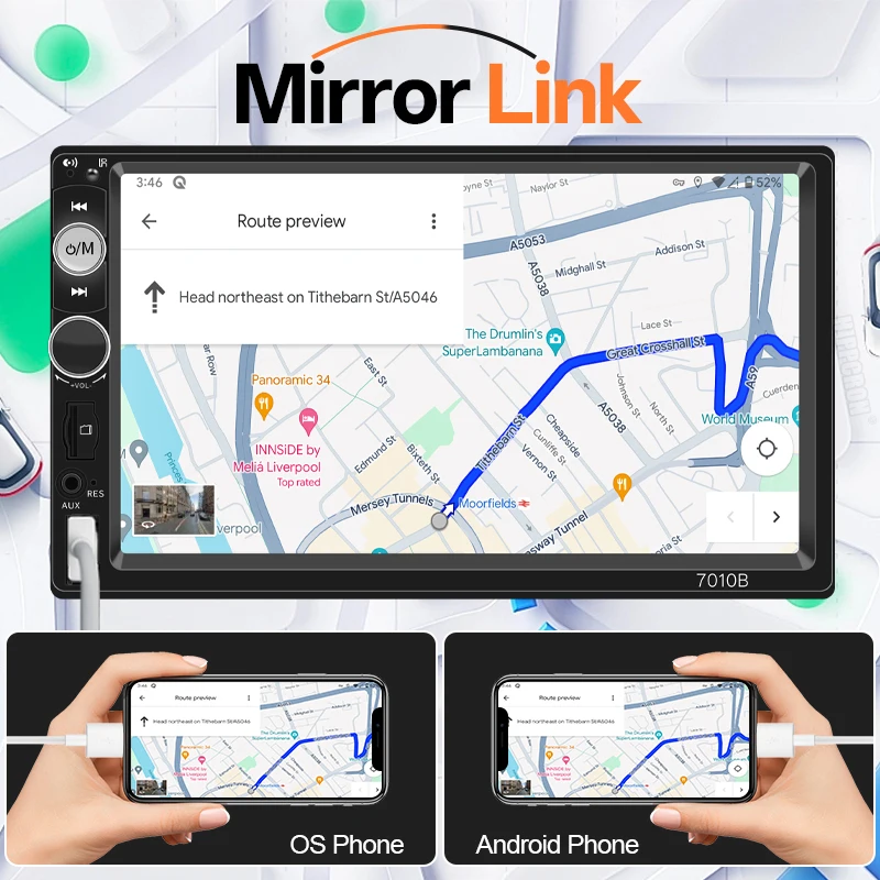 HIPPCRON 2din راديو السيارة Carplay أندرويد السيارات 7 "شاشة تعمل باللمس ستيريو الوسائط المتعددة مشغل MP5 العالمي مرآة ربط دعم الكاميرا #4