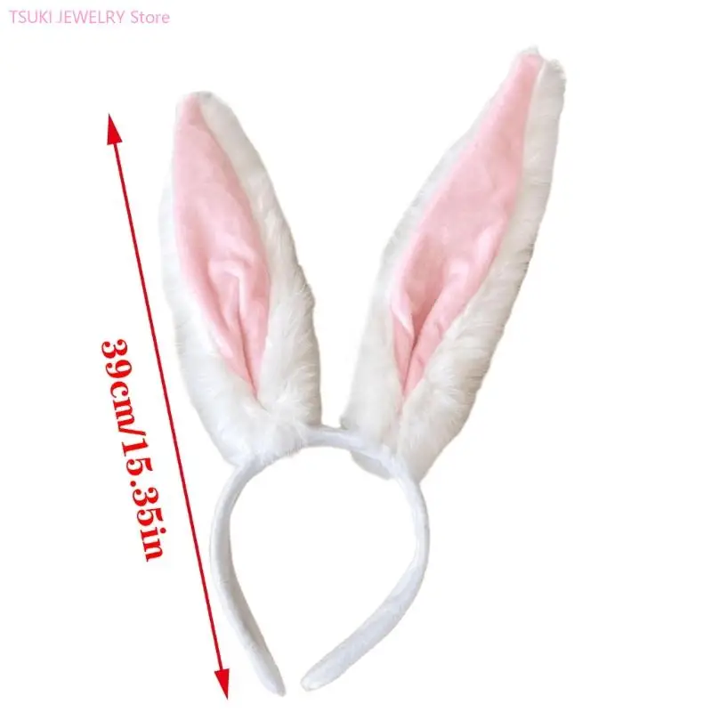 62KE oversized pluche konijnenoren hoofdbanden comfortabele haarhoepel voor volwassen kinderen cosplay