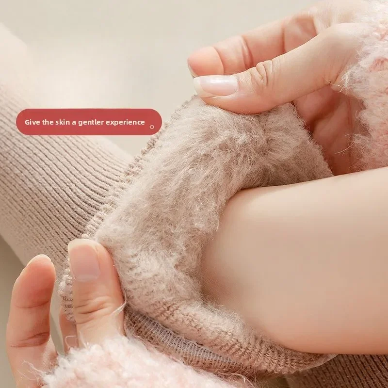 1/3 أزواج النساء الجوارب الصوف الخريف الشتاء الدافئة الثلوج ماركرون اللون سميكة أفخم شعر لينة بعد الولادة جوارب الطابق النوم الجوارب #3