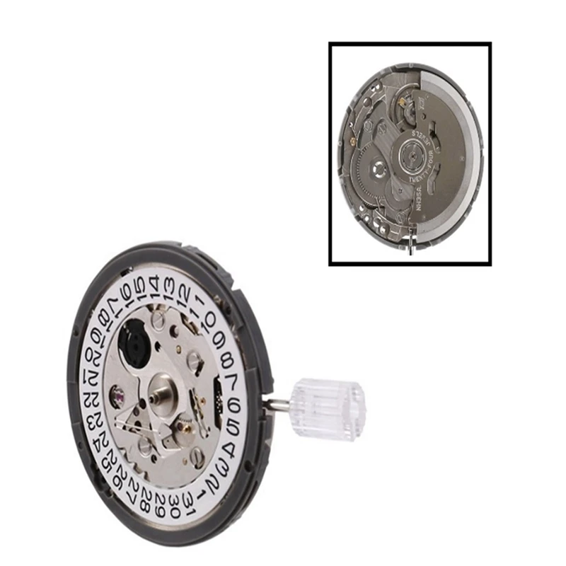 6PCS NH35A NH35 Movement High Accuracy Mechanical Watch Movement Date At 3 Datewheel 24 Jewels Automatic Self-Winding