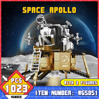 1023Pcs Bricks Space Exploration Model Building Blocks/Apollo Lunar Module With 3 Miniatural Astronauts Collection Toy For Kids