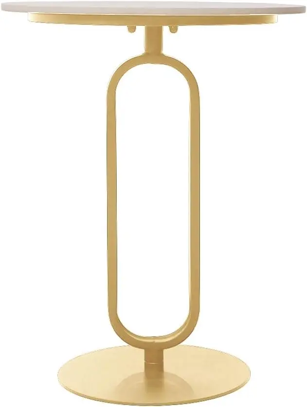 Side Table With Marble Top Metal Pub Bar Round Table Modern Sofa Side End Table Coffee Tray Side Desk For Couch Living Room