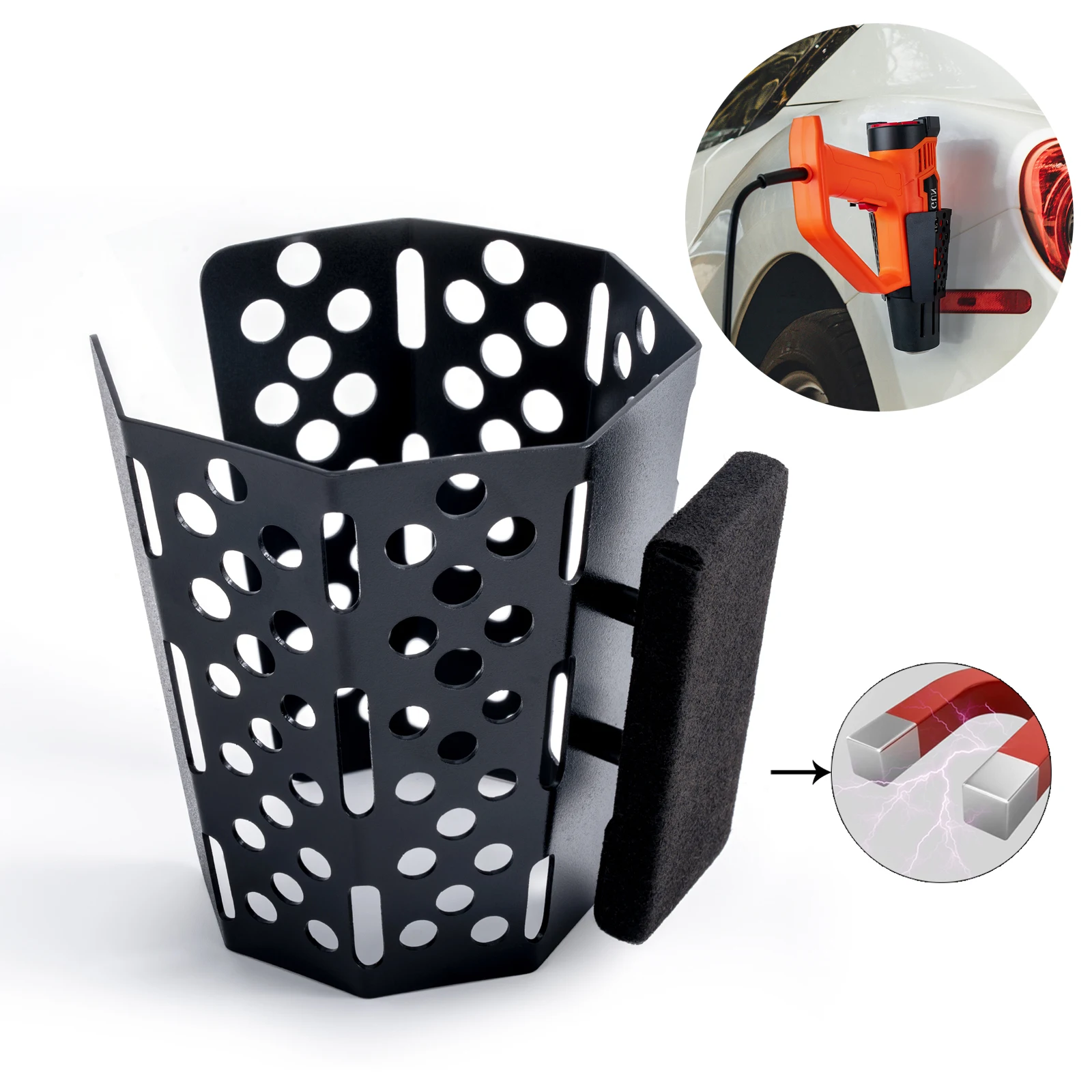 EHDIS Magnet Holder Rack For Heat Hot Air Gun Vinyl Film Wrapping Car Repair Tool Black Storage Ring Stand Metal Support Bracket