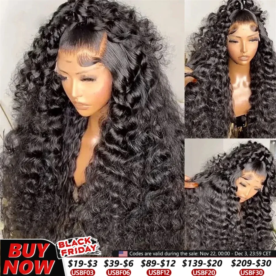 Deep Wave Lace Front Wig Full Lace Front Human Hair Wigs For Black Women 30 34 Inch HD Wet And Wavy Loose Deep Wave Frontal Wig