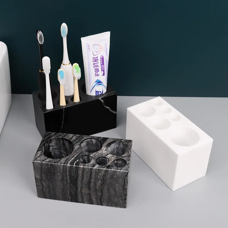 Natural Marble Toothbrush Holder Cup Mug Electric Toothbrush and Toothpaste Holder for Family Luxury Bathroom Accessories