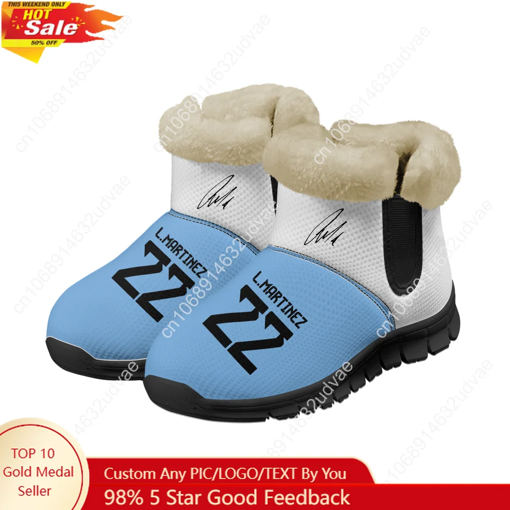 

Lautaro No.10 Plush Shoes Boots Men Women Teenager Keep Warm Sneakers Argentina Soccer Star Boot Casual Customize Sneaker Black