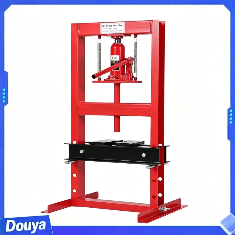 Tacleekii 6T 12T 20T Hydraulic H-Frame Shop Press Heavy-Duty Steel, Adjustable Height Table, Dual Arbor Plates Ideal for