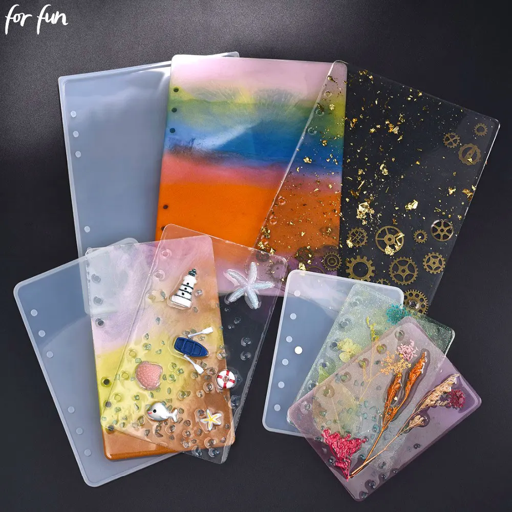 For Fun DIY A4 A5 A6 A7 Notebook Cover Crystal Epoxy Resin Silicone Molds Transparent Book Cover Mold Making Handicrafts Gift