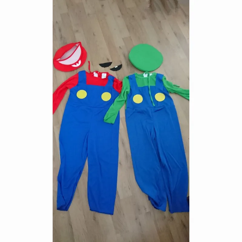 Super irmãos Luigi Bros Cosplay Fantasias, Canalizador Jogo, Festa de vestir extravagante Roupas, Halloween