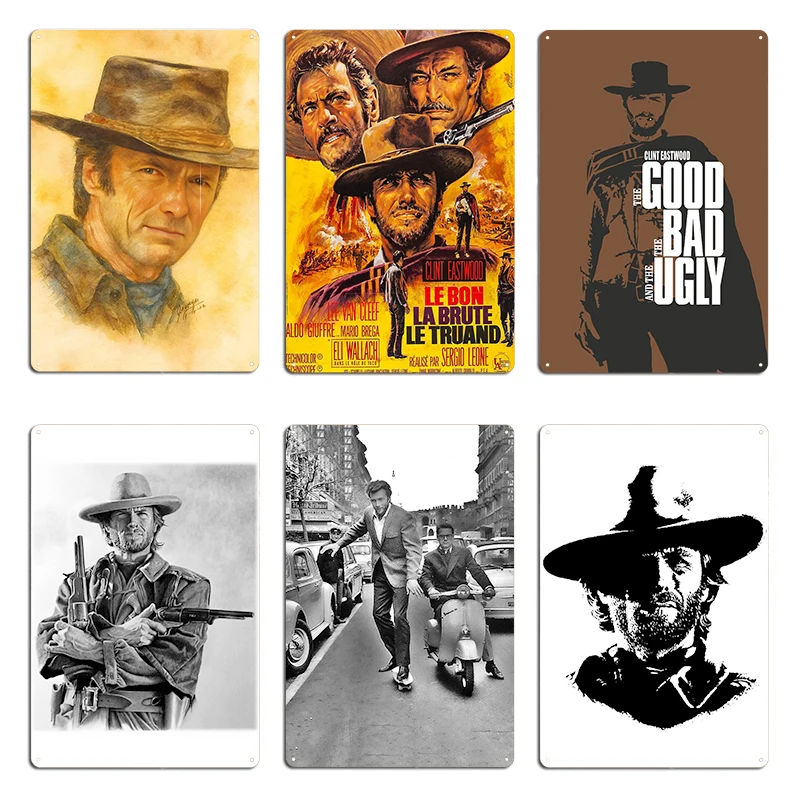 Плакат с металлической табличкой Клинт Иствуд, настенный паб, гаражный клуб, таблички, дизайн «Хороший, плохой и уродливый жестяной знак», плакат Плакат с металлической табличкой Клинт Иствуд, настенный паб, гаражный клуб, таблички, дизайн «Хороший, плохой и уродливый жестяной знак», плакат
