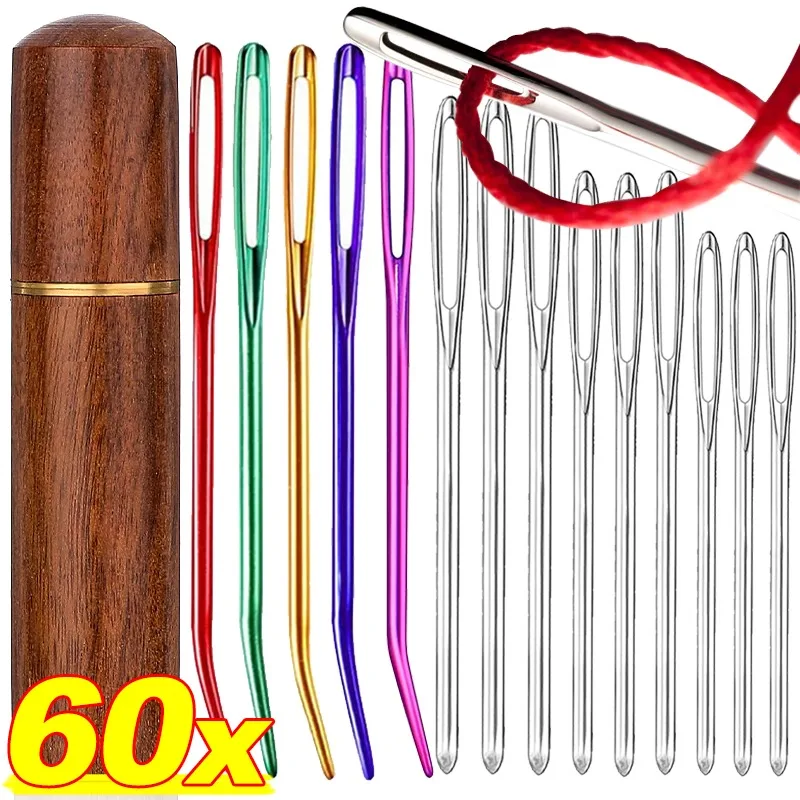 

Large Eye Sewing Needles Kit Stainless Steel Blunt Darning Bent Tapestry Needles with Storage Box Crochet Darning Yarn Project
