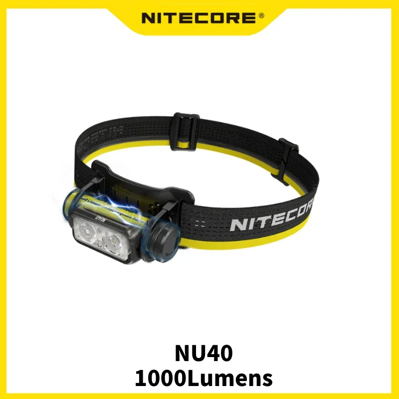 Nitecore USB-C farol recarregável, farol para Trail, corrida, trabalho, pesca, trekking, mochilas, NU40, 1000lumens