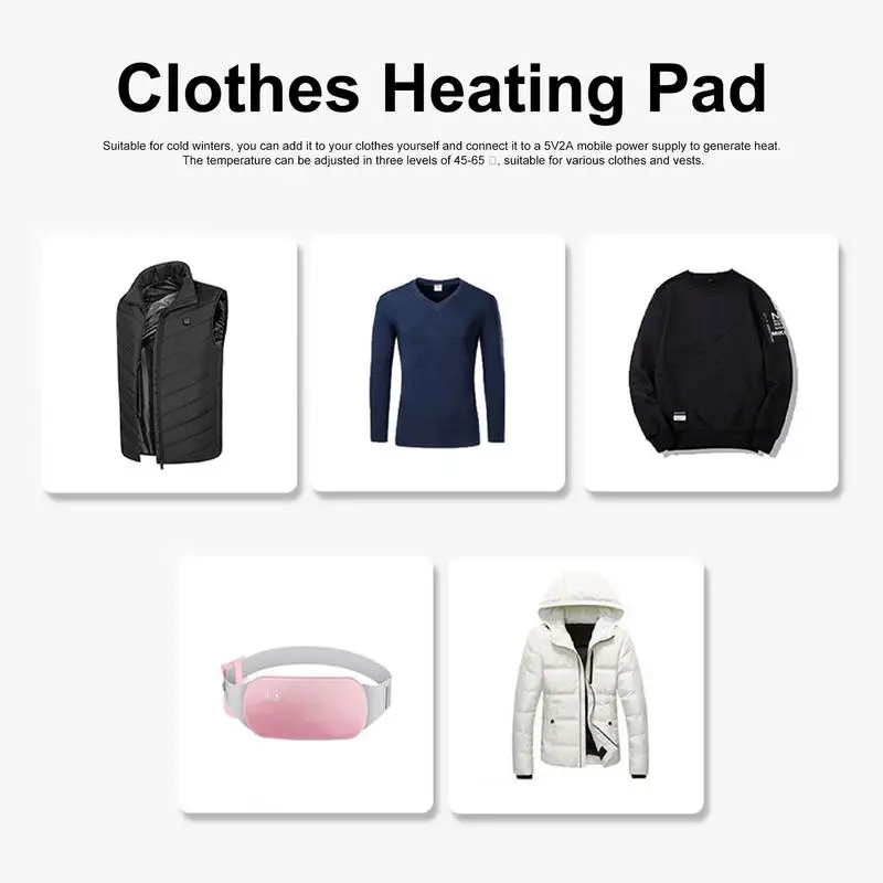 Winter Jacket USB Heating Pad 5V 2A Electric Clothes Heater Cushion Portable 3 Levels Adjustable Temperature Vest Heating Sheet