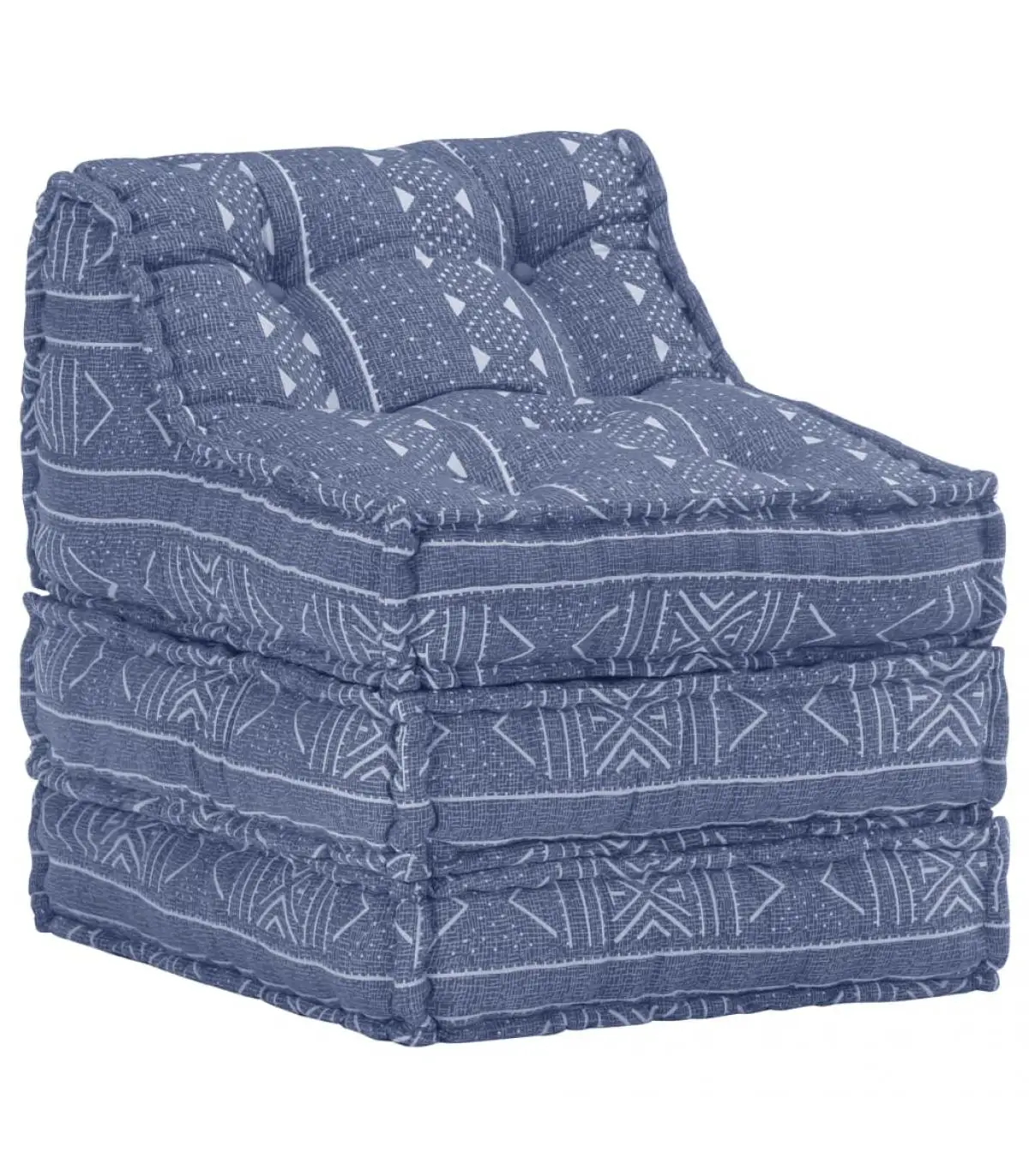 Indigo fabric modular pouf chair and sofa cushions