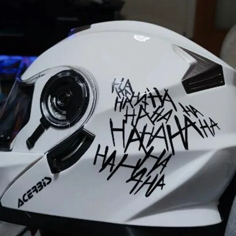 1pc For Hahaha Motorcycle Helmet Body Reflective Sticker English Cruel Personality Waterproof External Decorative Stickers Color