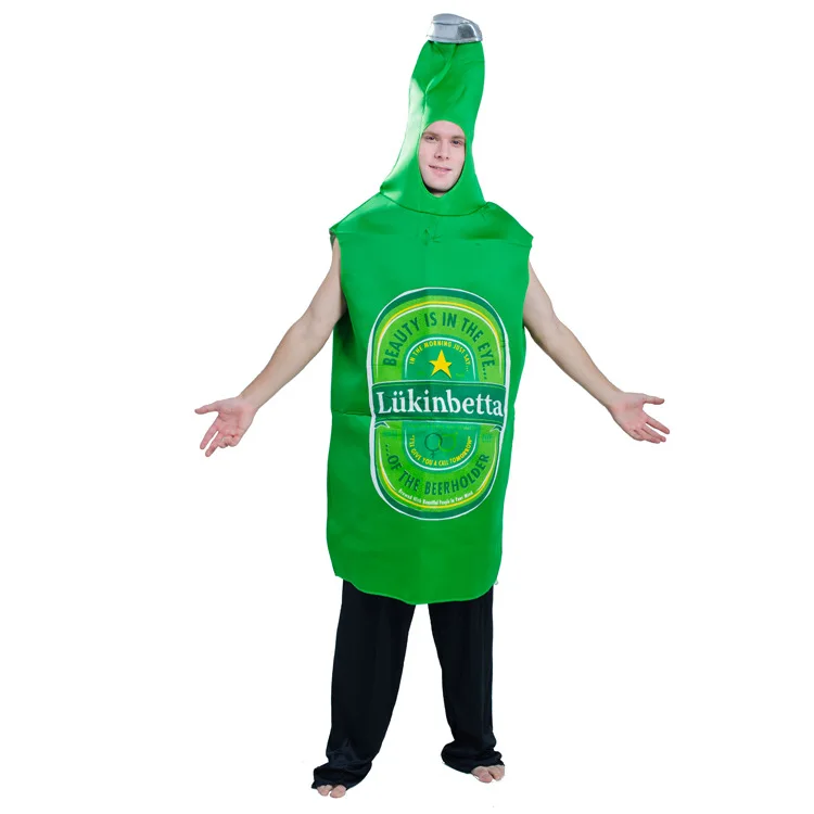 Uomini verde Poly Foam birra Whisky Rum bottiglia Costume tutine tuta adulto maschio abiti Fancy Dress abbigliamento costumi di Halloween