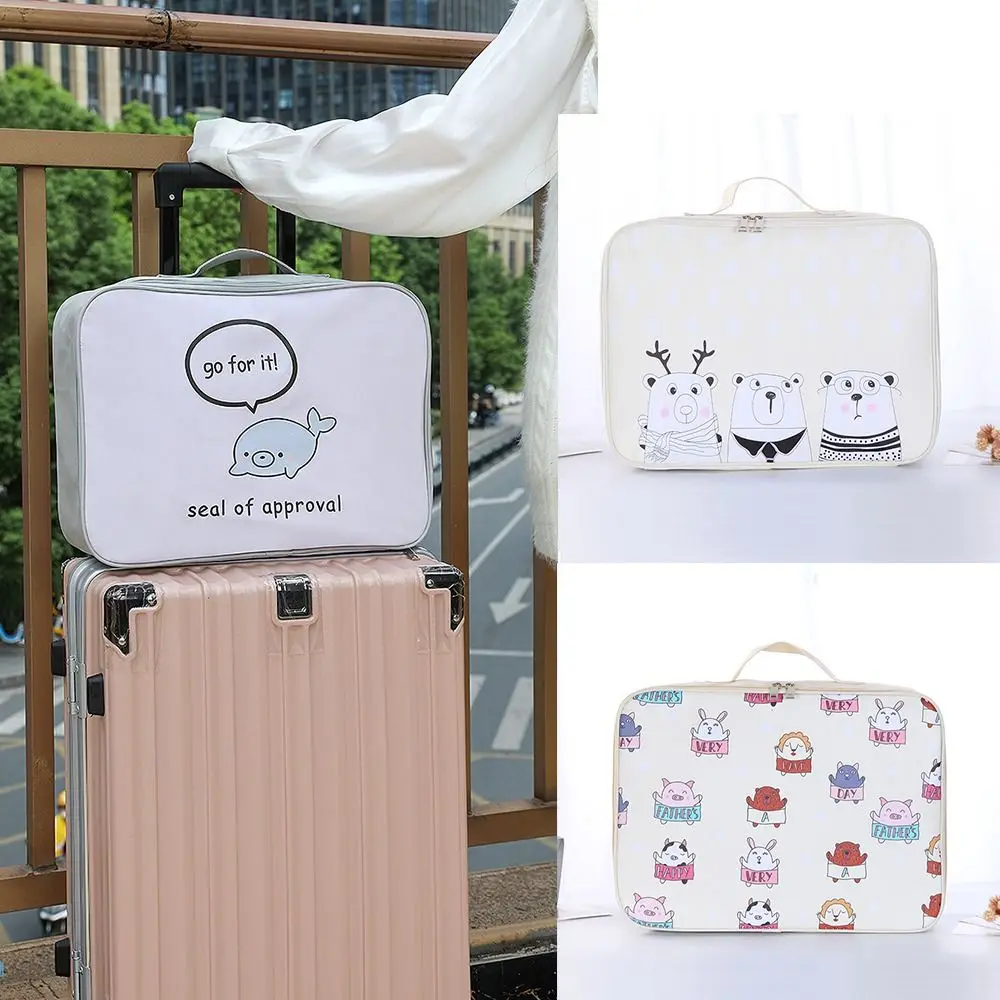 Convenient Portable Luggage Travel Bag Cartoon Printed PU Lunch Handbag Large Capacity Duffel Bag Student