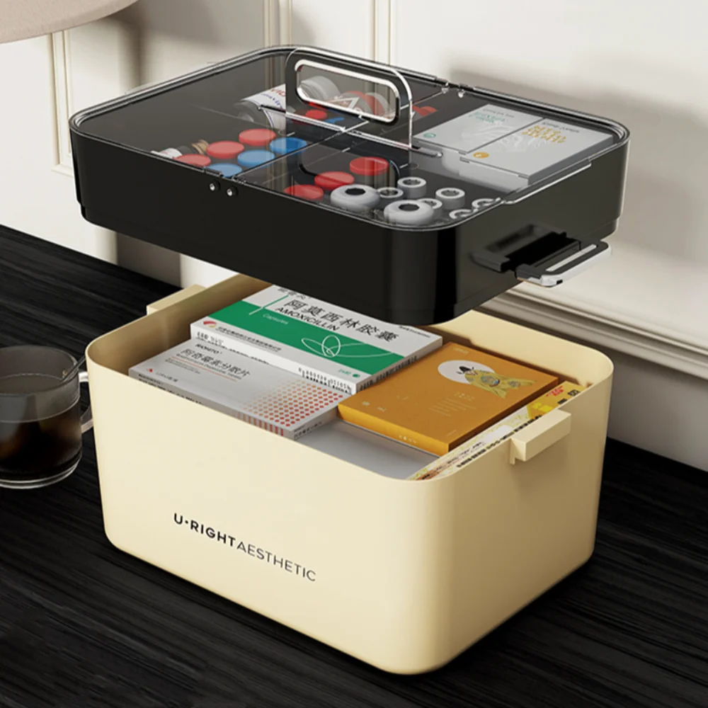 Double Layer Family Medicine Storage Box Large Capacity Domestic Medicine Box Large Pill Box Waterproof Dust Prevention