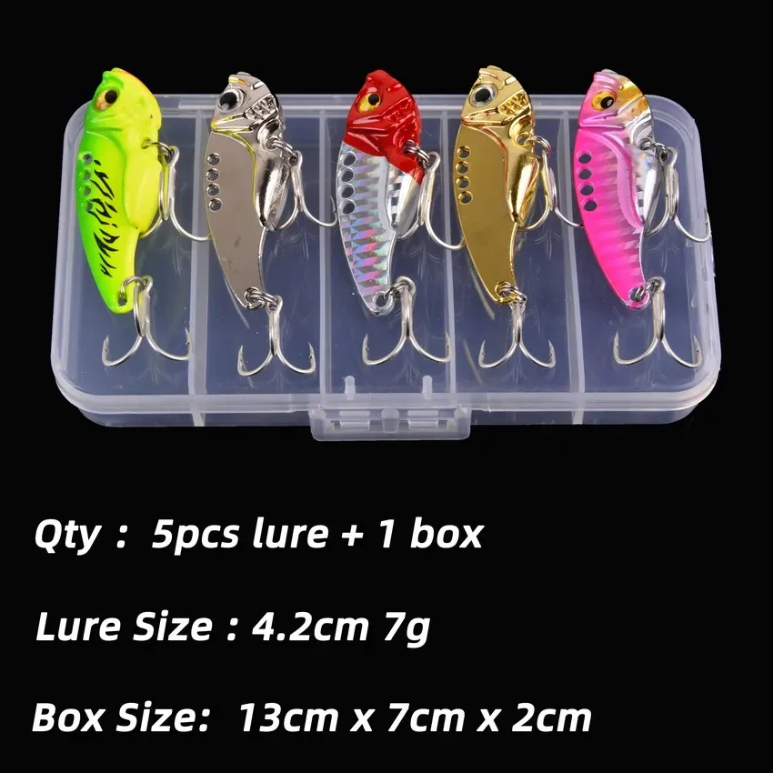 Aorace 5 teile/schachtel Metall VIB 3/7/10/15/20g Angeln Locken Vibration Löffel Harte köder Crankbait Wobbler Swimbait Zikade VIB Tackle