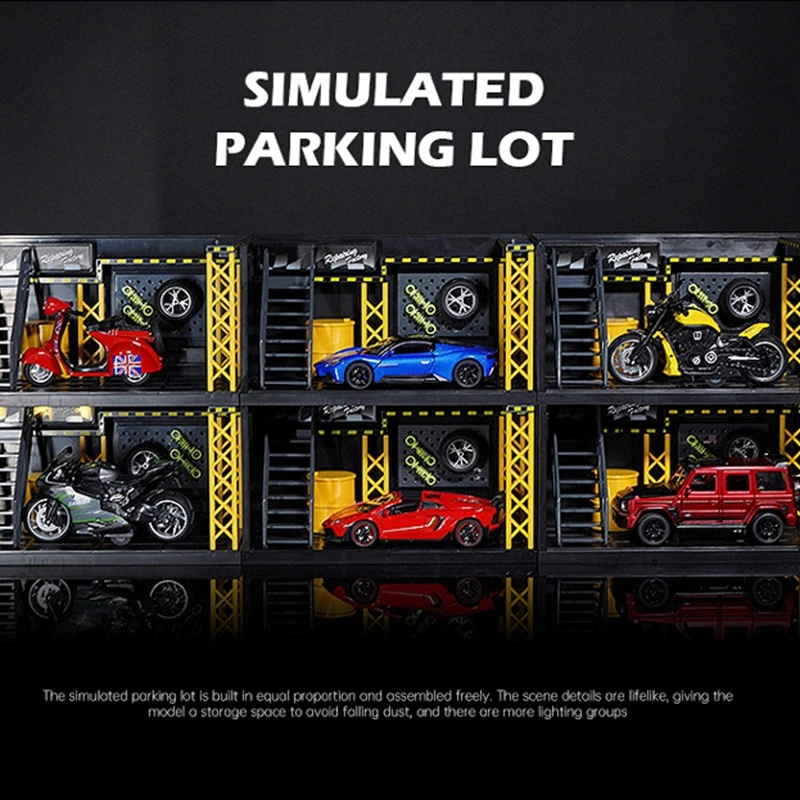 1:24 1:12 Scale Lighting Parking Lot Assembly Toy Diecast Alloy Model Car Garage DIY Scene Collection Display Toy Children Gift