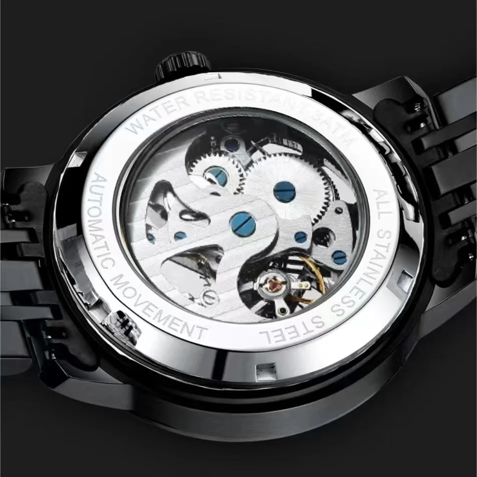 New men\'s hollowed out high-end fully automatic trend steel mechanical watch