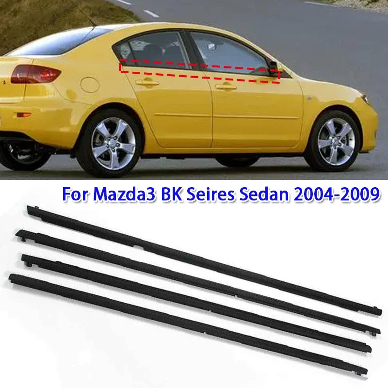 

4PCS Car Window Glass Window Seal Moulding Trim for Mazda3 BK Seires Sedan 2004-2009