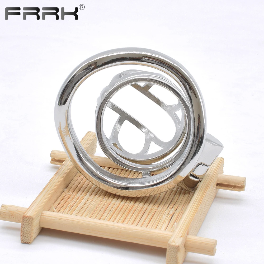 FRRK Male Chastity Belt Sexhop Open Design Breathable Metal Penis Cage Steel Dick Lock BDSM Toys Sex Shop Cock Ball Strap