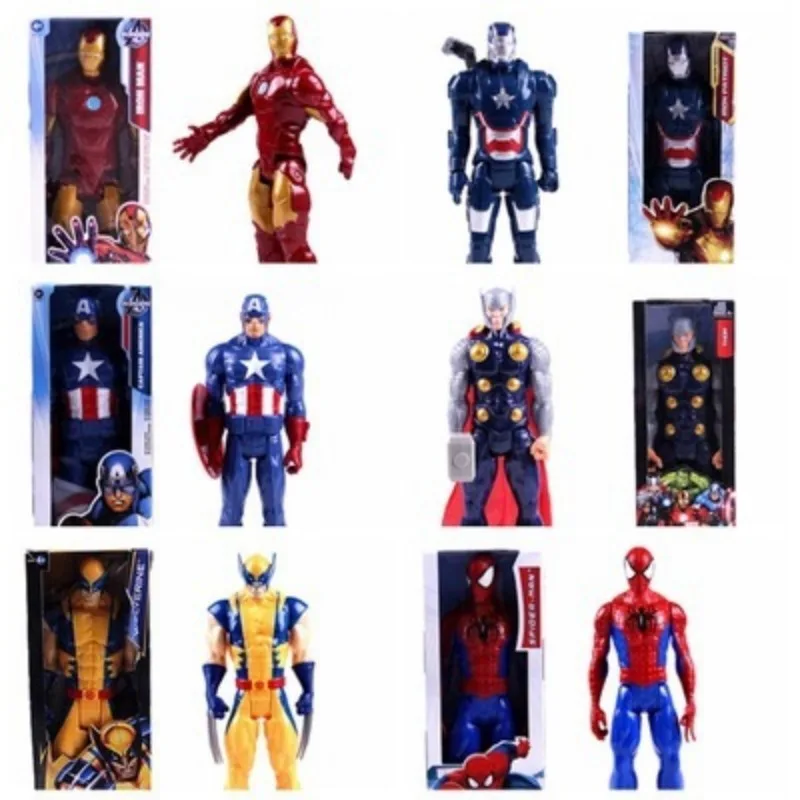 Hasbro 12 Inch Captain America Wolverine Iron Man Thor Spider Man Patriot Black Panther Figures Moving Doll Model Toy Gift