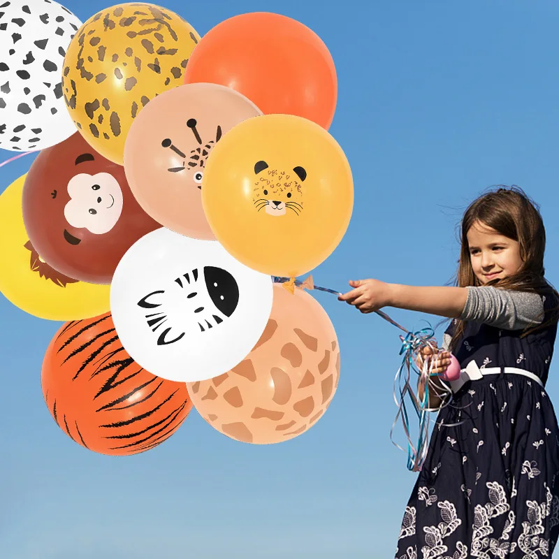 

10pcs Jungle Safari Animal Balloons Set Kids Birthday Party Decor Latex Helium Globos Animal Theme Party Decoration Supplies