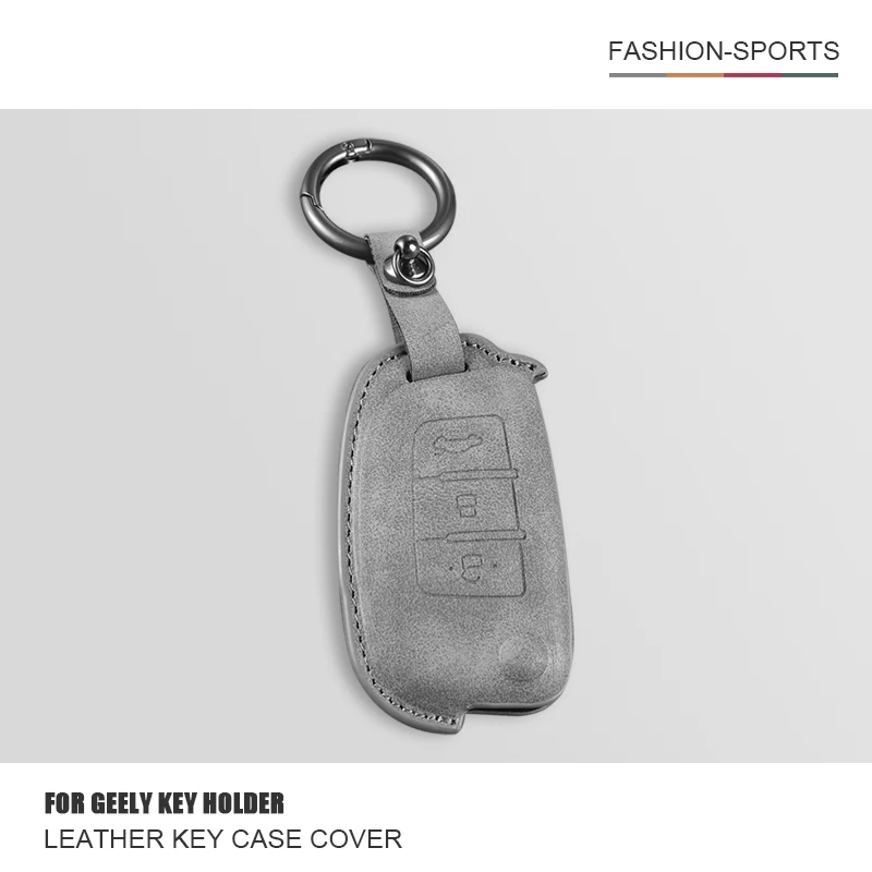 

Leather Car Key Case Cover Protector Fob For Geely GX3 EC7 EC8 GC6 EC715 EC718 Emgrand7 EU7 EC7-RV EC718-RV Keychain Accessories