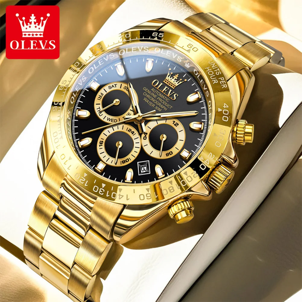 

OLEVS Original Luxury Gold Watch For Men Automatic Mechanical Wristwatches Waterproof Luxury Brand Business Classic Watch