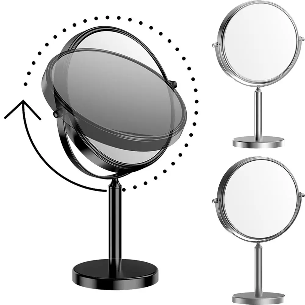 Double Sided Desktop Makeup Mirror 360 Rotating Waterproof Magnifying Cosmetic Mirror Round High Definition Swivel Vanity Mirror
