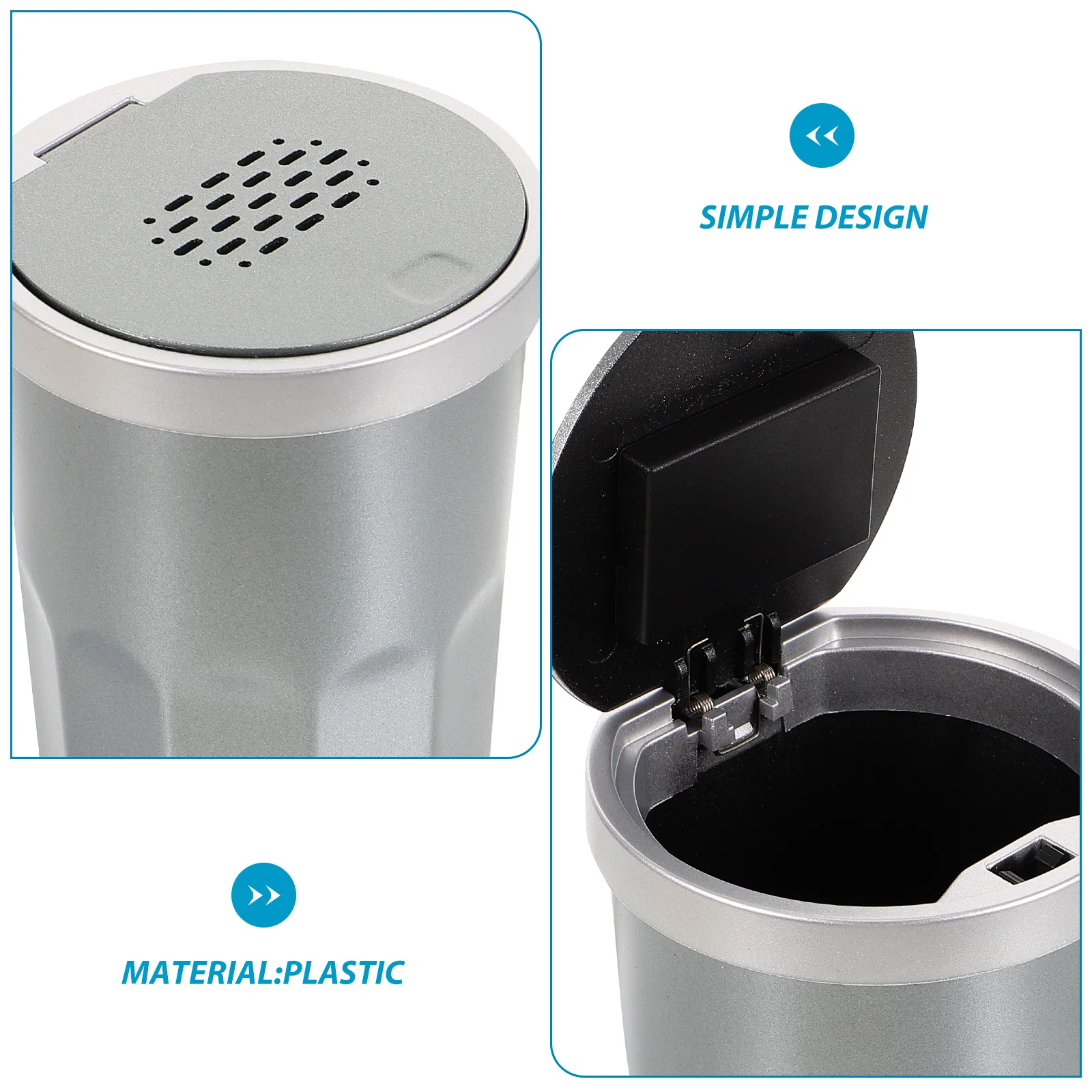 

1pcs Car Trash Can Large Capacity Compact Design Odor Insulated Lid Durable Mini Bin For Car Accessories Storage Organizer Auto