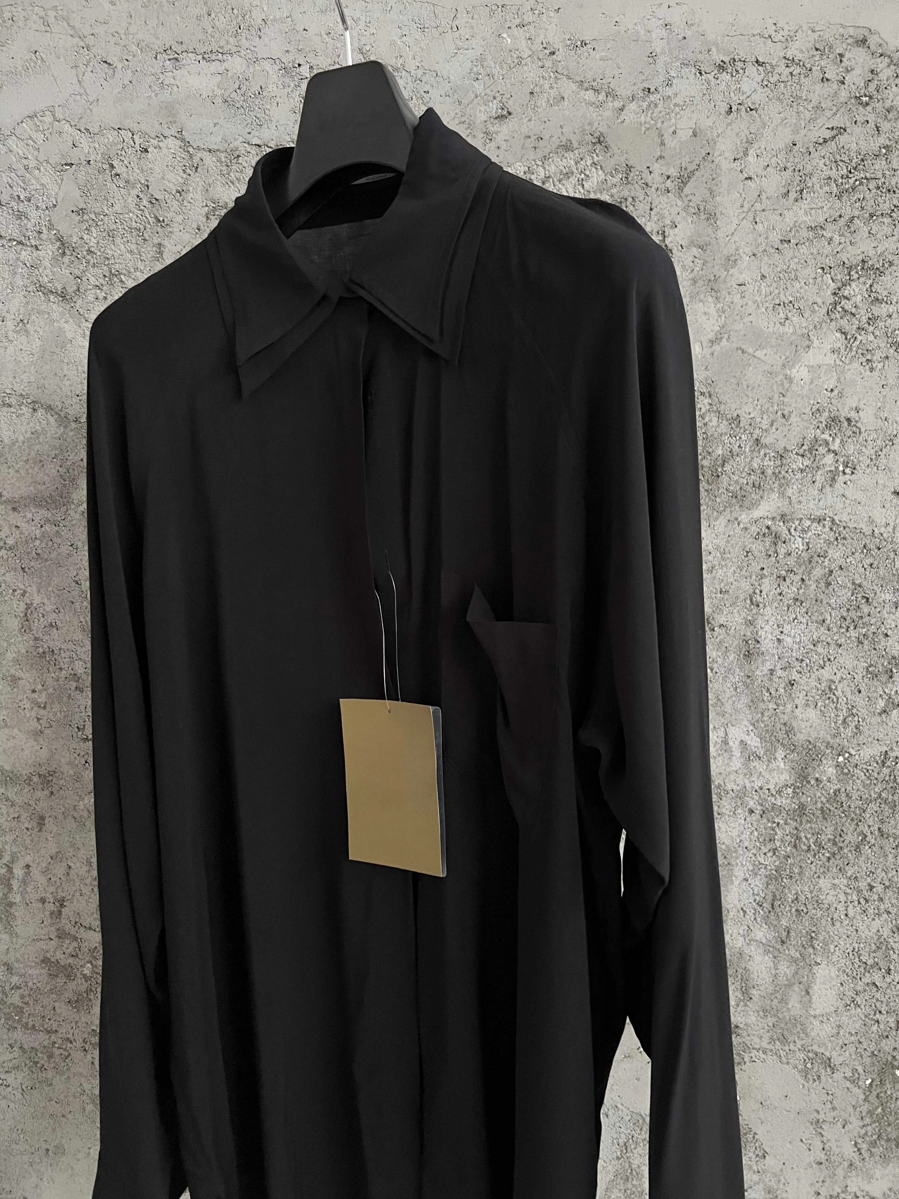 Cotton blended single-sided multi-piece fabric scarf design collar shirt, long-sleeved ribbon single-breasted shirt