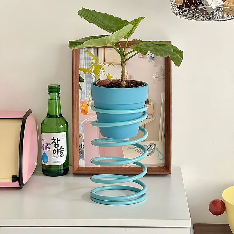 Metal Spring Flower Stand Balcony Iron Plant Holder Modern Gardening Creative Plant Rack Cute Garden Decoration Accessories